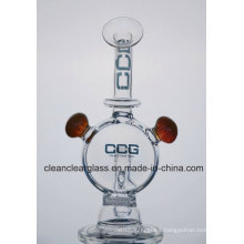 Ccg Self-Branded New Glass Water Pipe Smoking Pipe with Honeycomb Perc and 2 Flowers Marbles